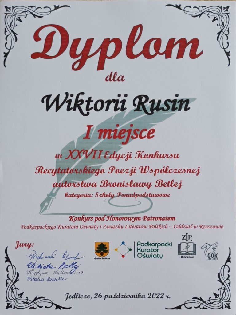 Sukcesy uczennic II LO w XXVII Edycji Konkursu Recytatorskiego Poezji Współczesnej autorstwa Bronisławy Betlej